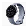 Google Pixel Watch 4 45mm smartwatch in moonstone blue, round display with apps