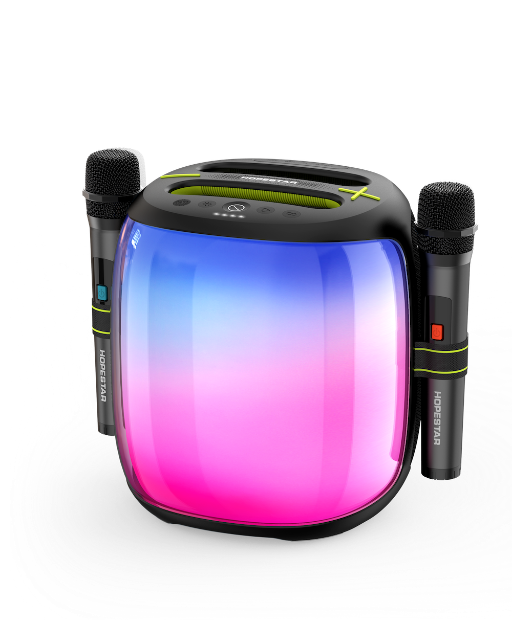Hopestar wireless party speaker with glowing multicolor front and side handles