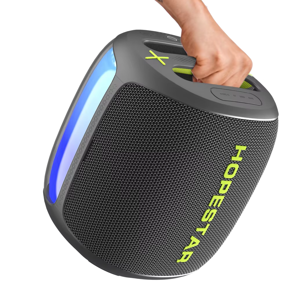 Hopestar wireless party speaker with blue light ring and textured front grille