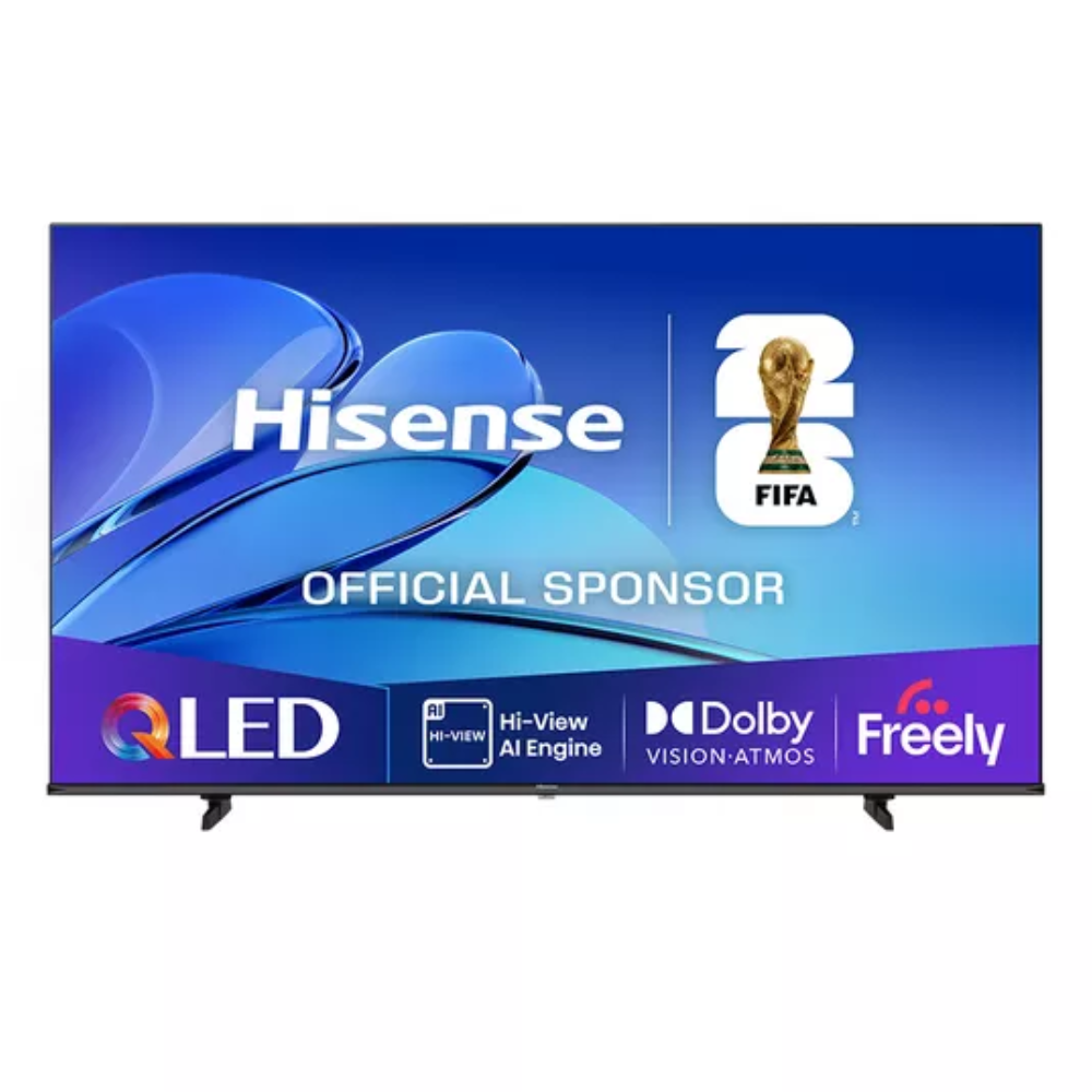 43-inch QLED 4K smart TV with Freely branding on screen, front view