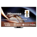 55-inch Hisense MiniLED 4K TV with pedestal stand, colorful game-themed screen