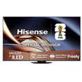 Hisense 65-inch Mini LED 4K smart TV with slim stand; FIFA banner on screen