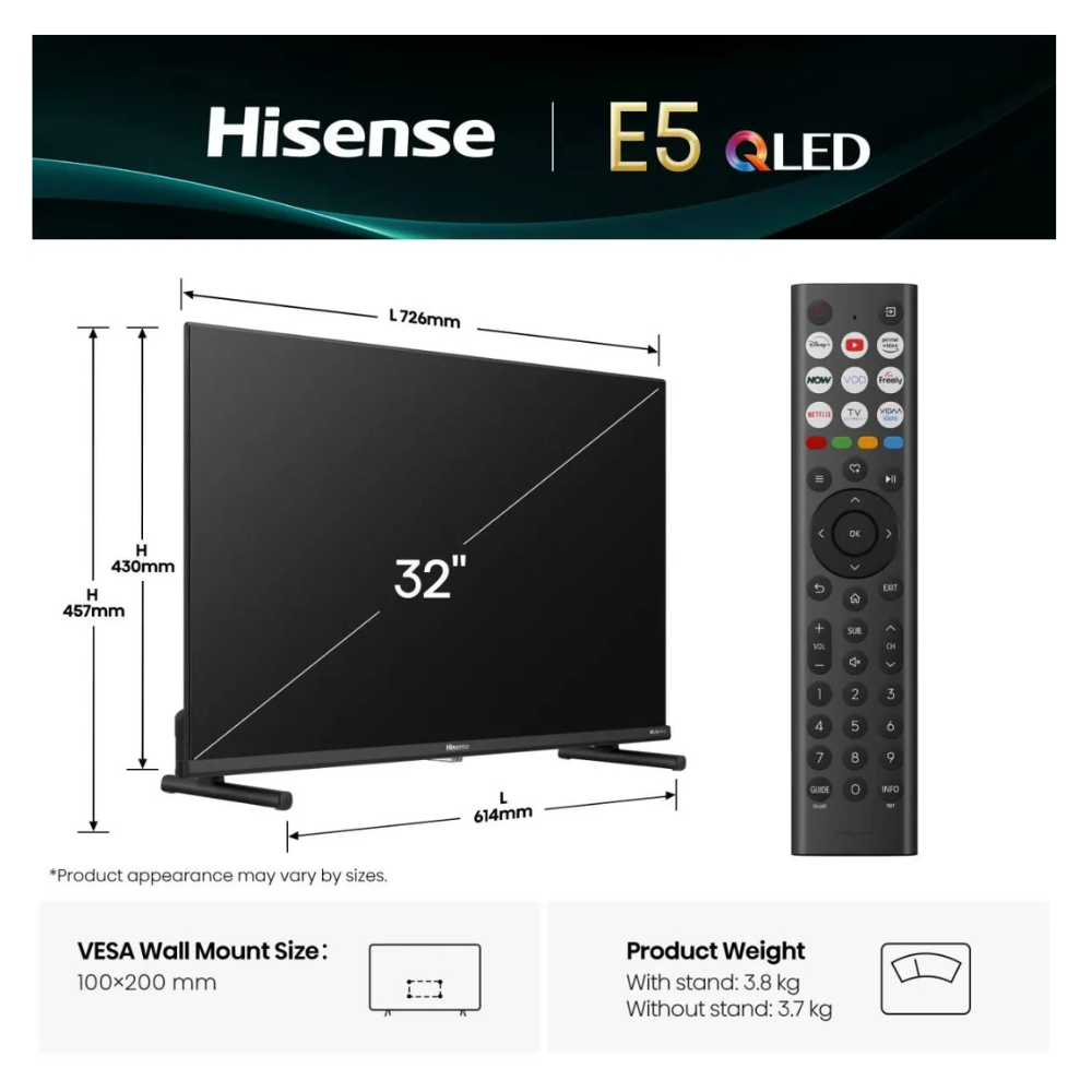 Hisense 32" 32E5QTUK QLED FHD Smart TV