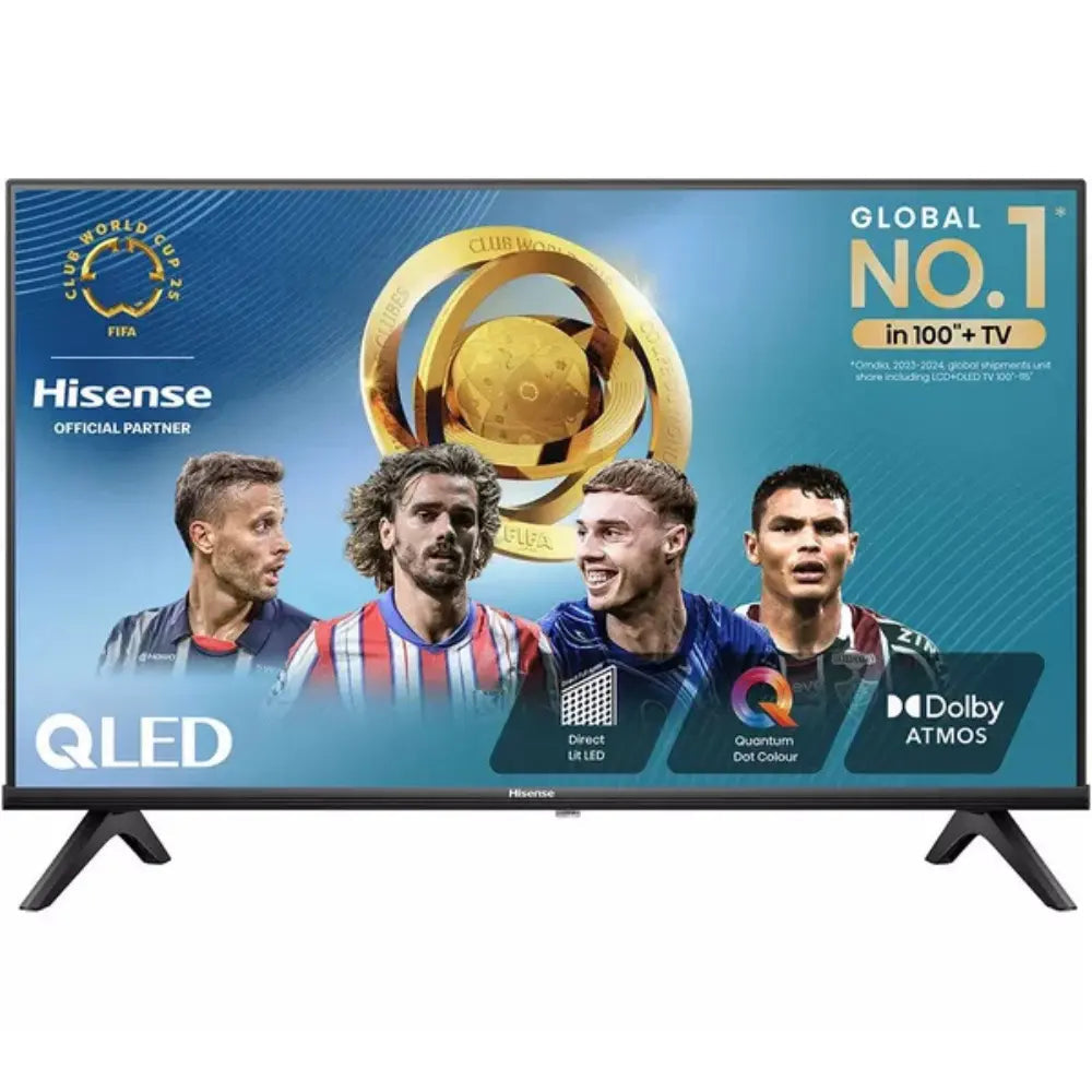 Hisense 40-inch QLED smart TV with slim bezel and two angled feet
