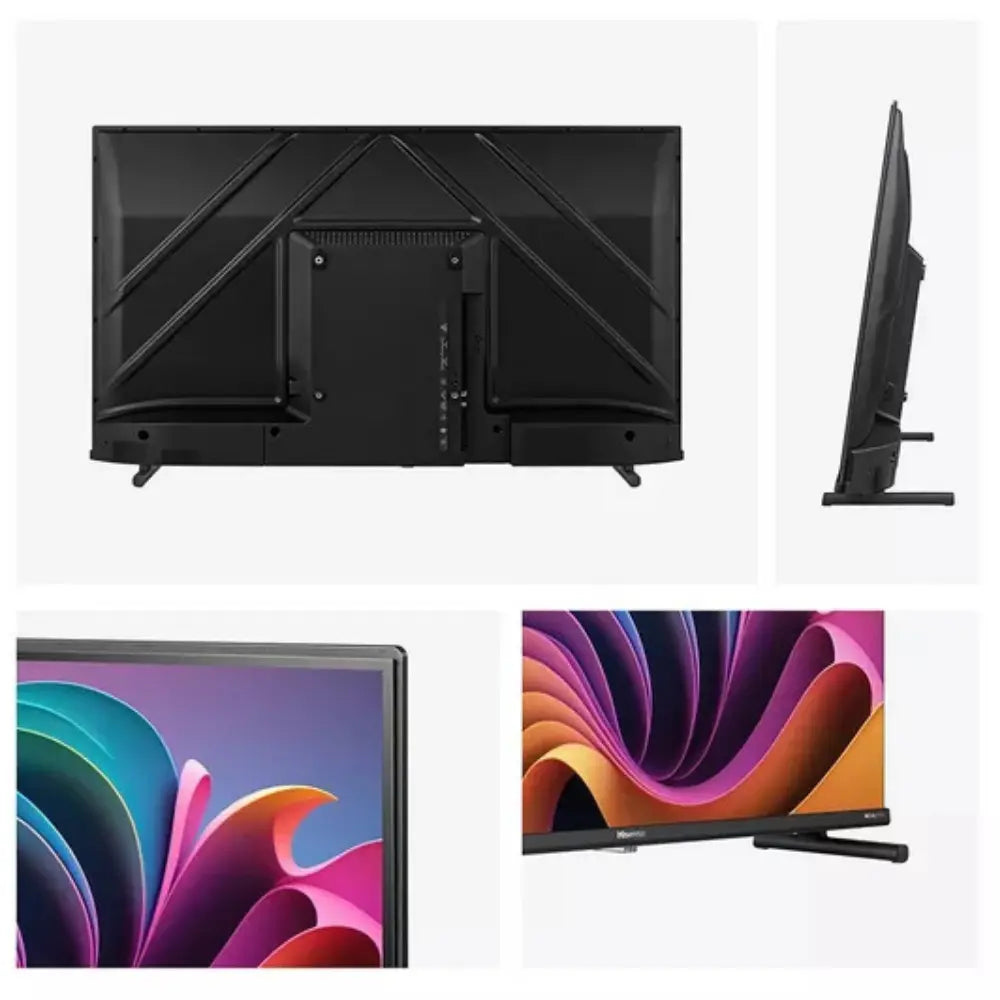 Hisense TV with wall-mount bracket and side view of slim body