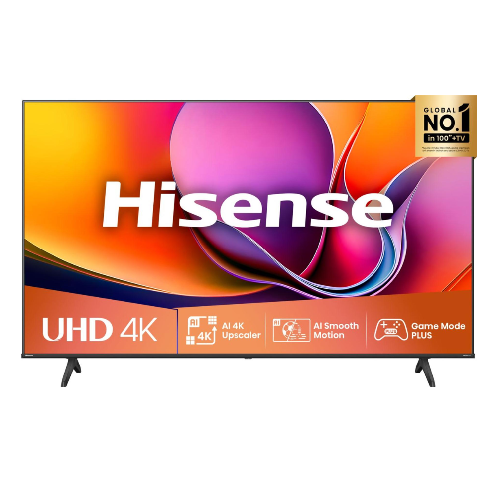 Hisense 43-inch UHD 4K smart TV with slim stand, front view