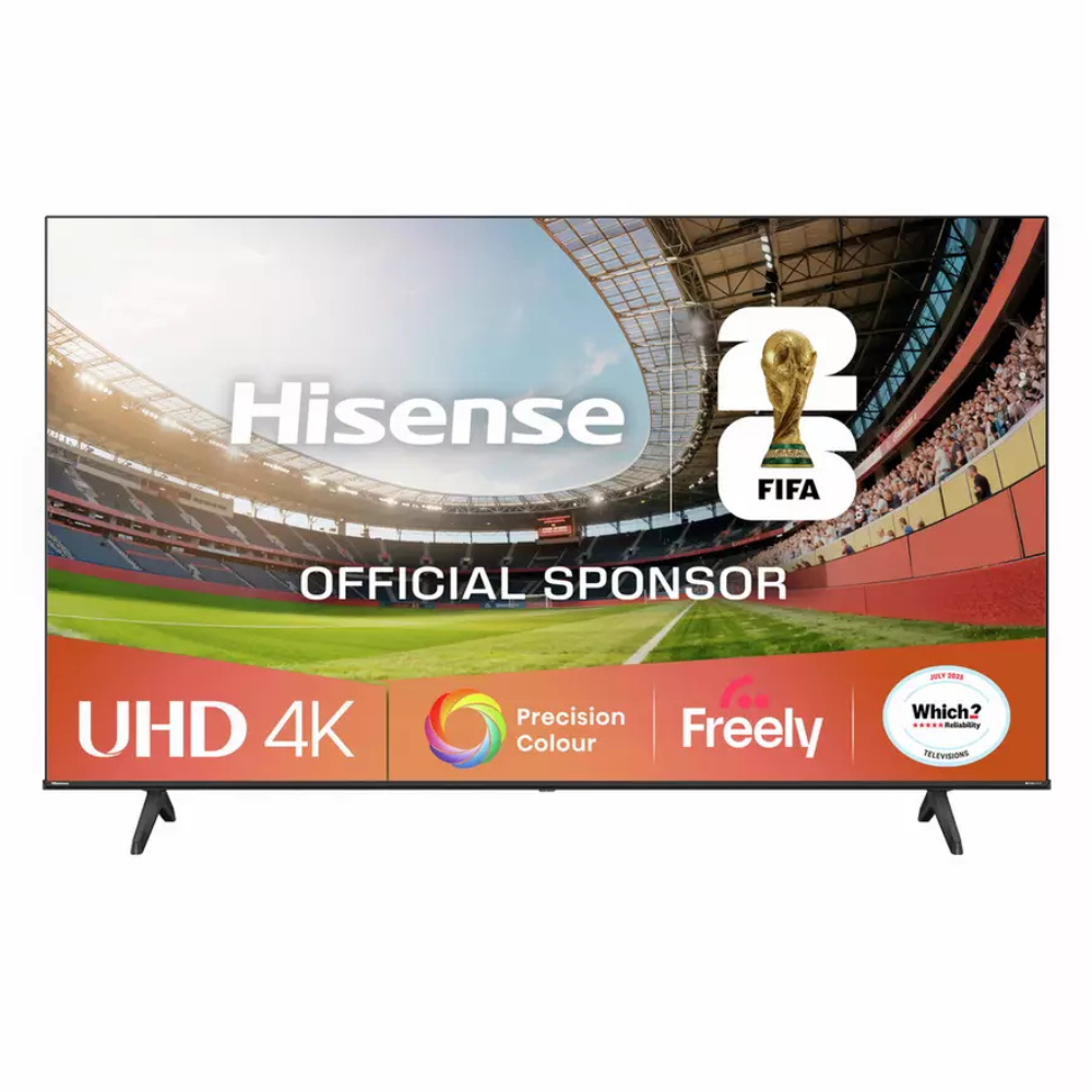 Hisense 58-inch smart TV with Freely UHD 4K screen and two stand feet
