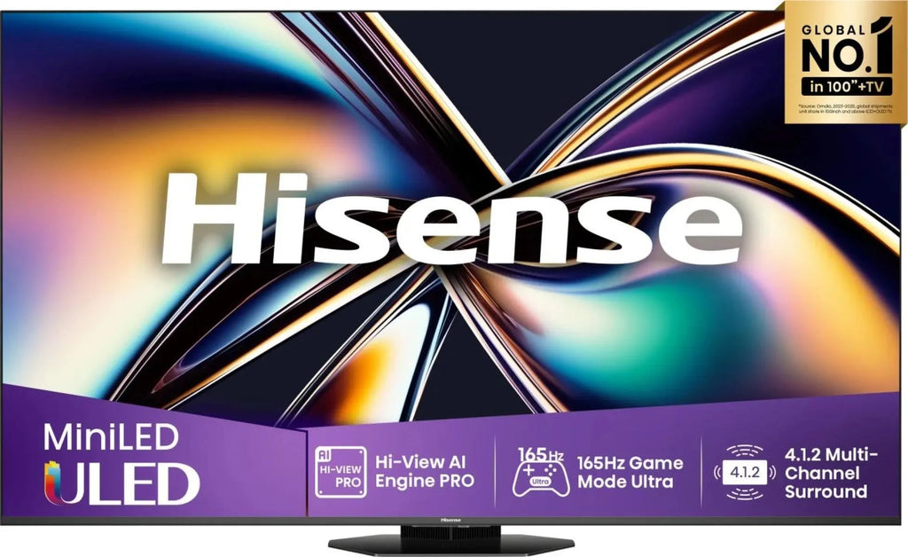 Hisense 85-inch ULED MiniLED smart TV with slim bezel and center stand