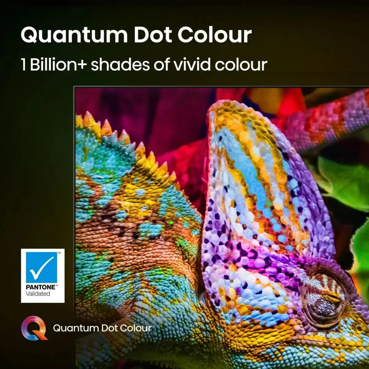 85-inch smart TV screen showing Quantum Dot Color vivid visuals