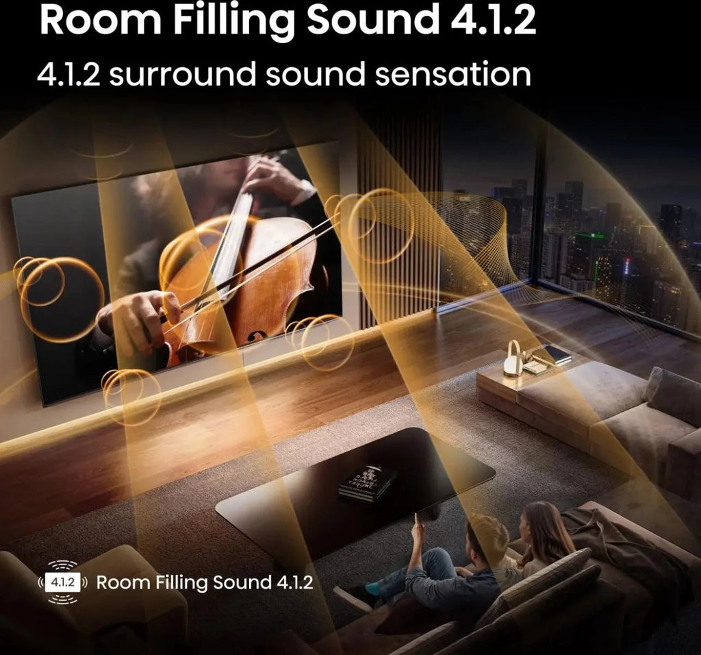 85-inch smart TV screen with Room Filling Sound 4.1.2 surround