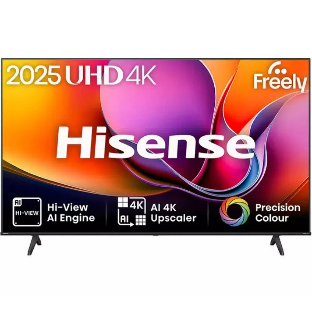 Hisense 4K UHD smart TV with Freely and Precision Colour branding.