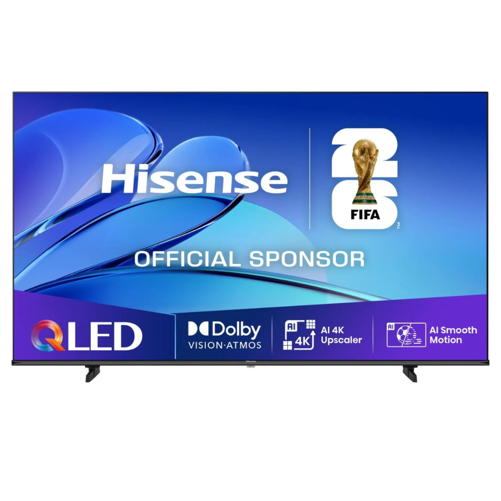 Hisense QLED 55-inch 4K TV with slim bezel and two-foot stand