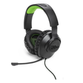 Black and green gaming headset with over-ear cushions and attached boom mic