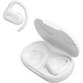 JBL white wireless open-ear earbuds with charging case