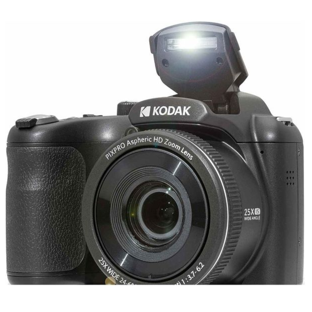 KODAK PIXPRO AZ255 digital camera front with pop-up flash and zoom lens