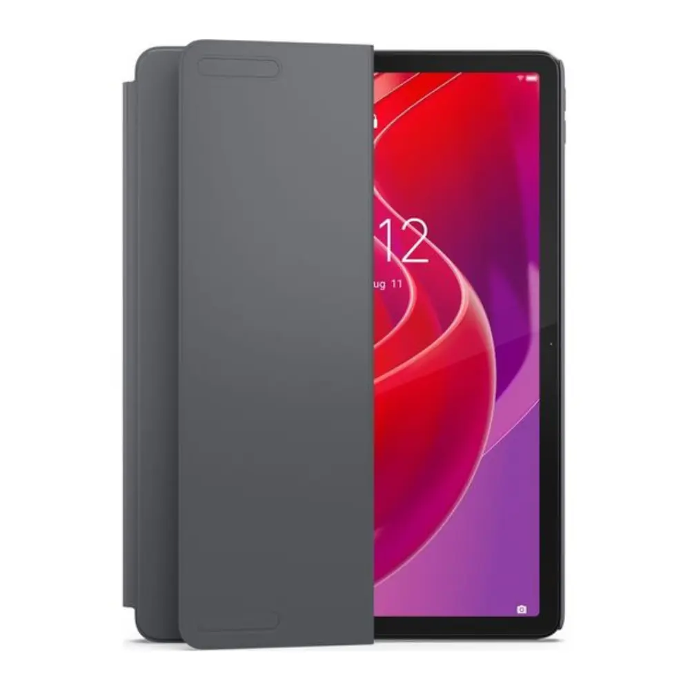 Luna Grey folio case for Lenovo 11-inch Tab M11 with cover folded behind tablet