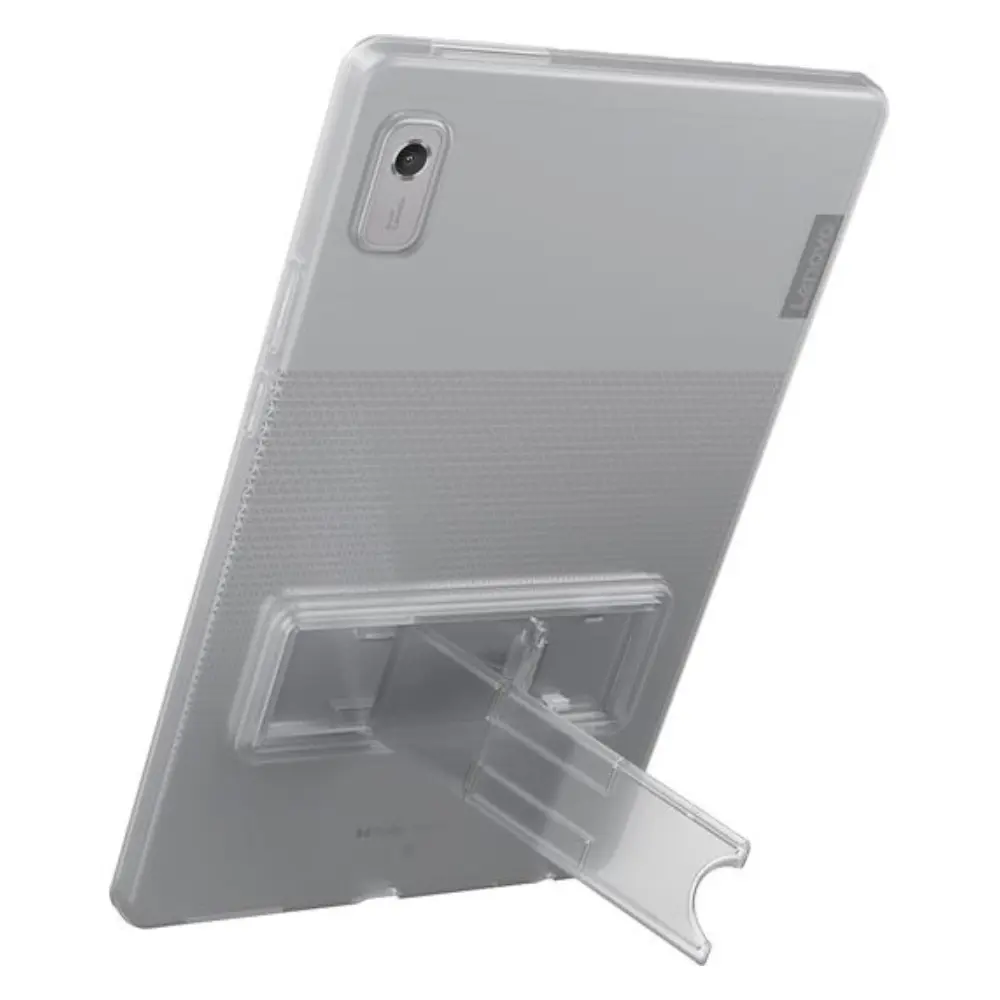 9-inch Lenovo tablet arctic grey silicone case back view with kickstand support.