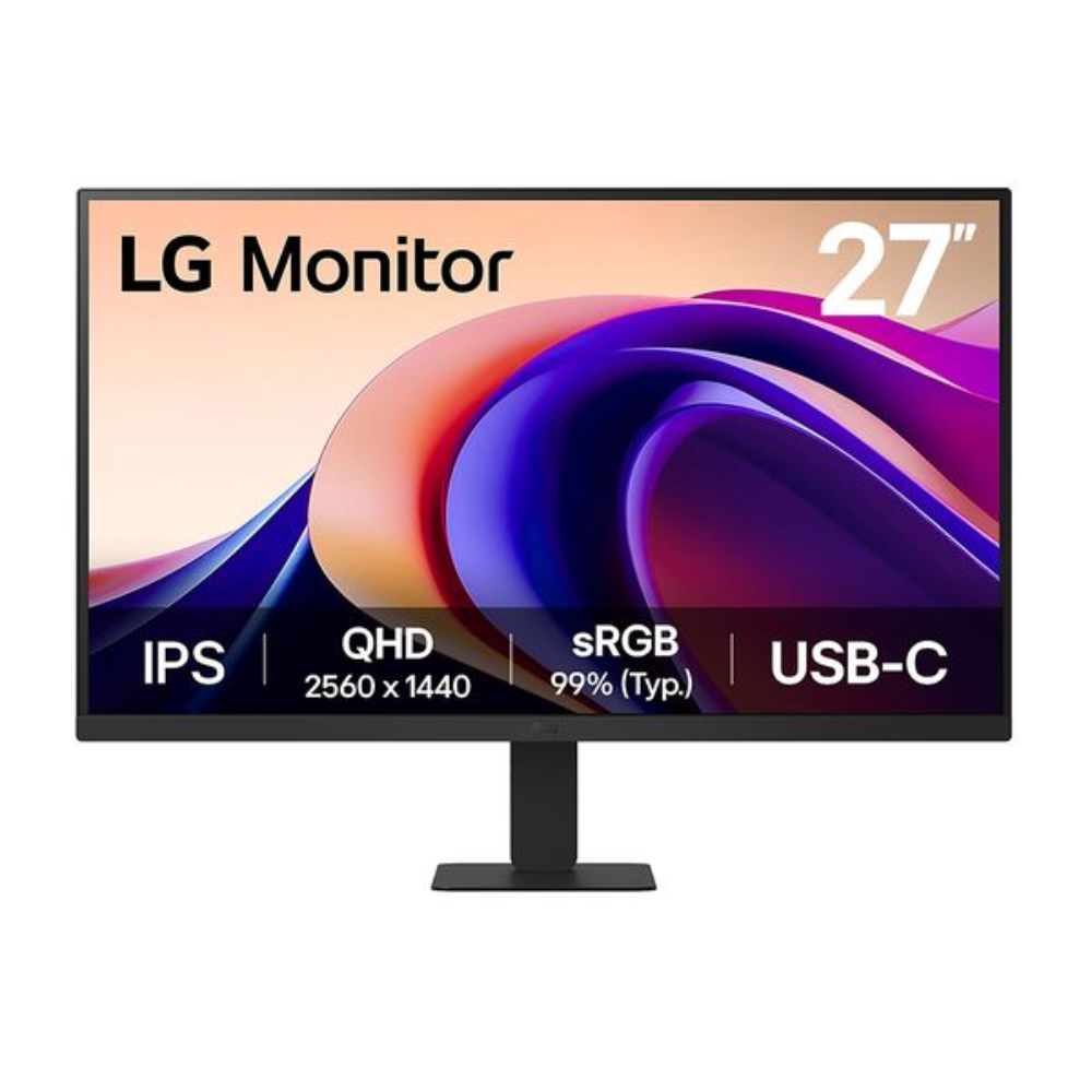 27-inch IPS LCD monitor, QHD display with USB-C port, black bezel