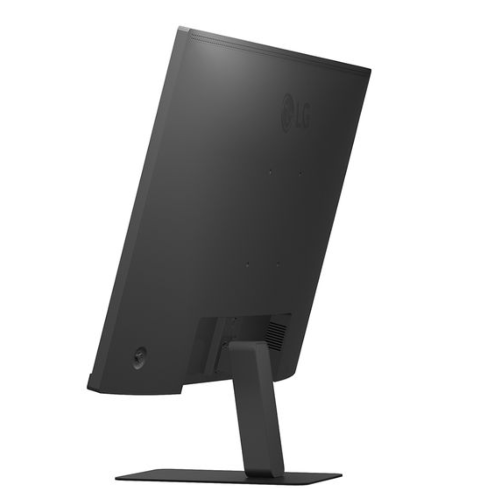 Black 27-inch monitor back with stand, mounting points, and rear controls