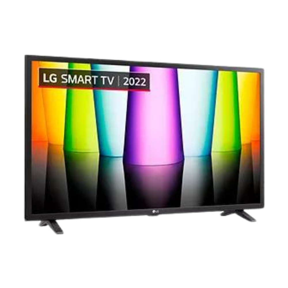 LG 32-inch LED smart TV front view with colorful display and stand