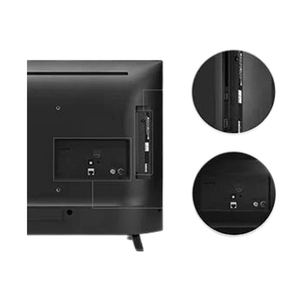 LG LED smart TV rear panel with ports and connection details