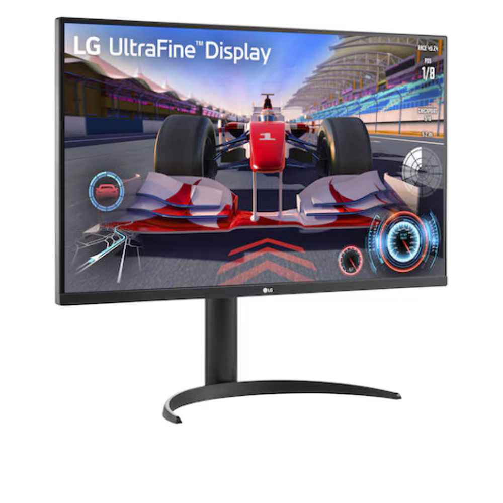 LG UltraFine 32-inch black 4K monitor with pedestal stand
