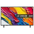 Black flat-screen smart TV with vivid abstract color display and slim bezel