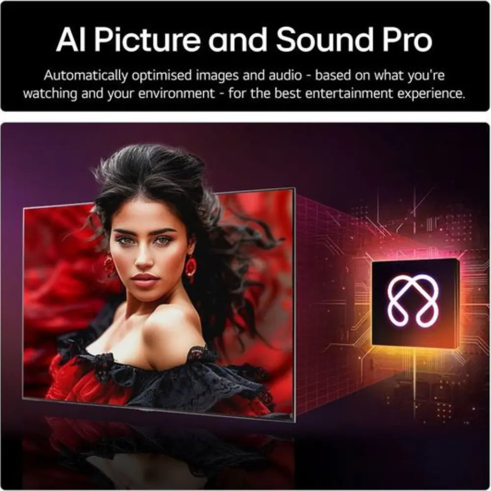 Smart TV screen showing portrait content with interface graphics