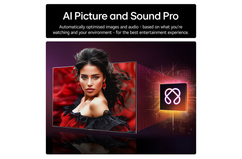 Mini LED 4K Smart TV screen with AI Picture and Sound Pro graphic and portrait