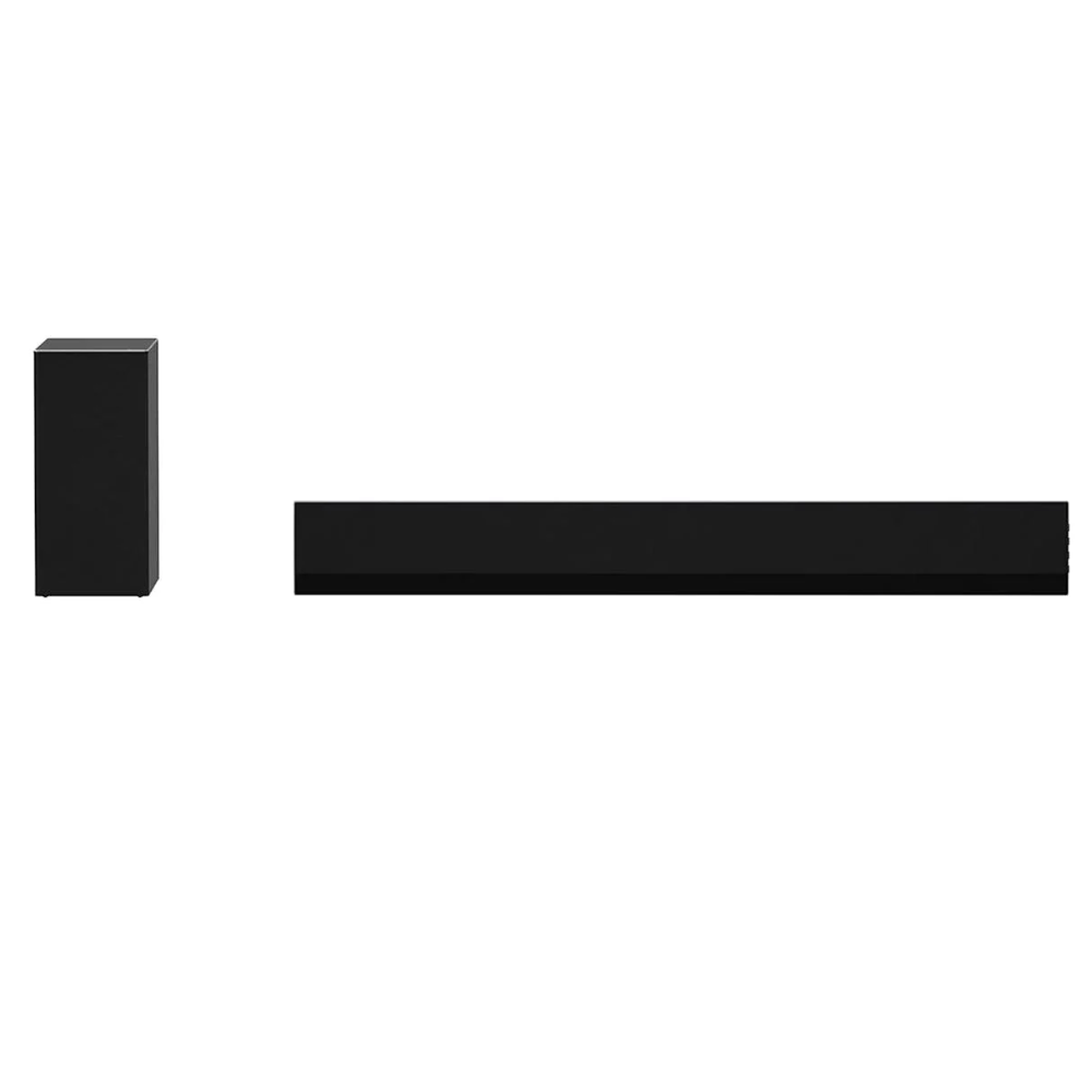3.1-channel LG G1 Bluetooth sound bar, side view, dark black