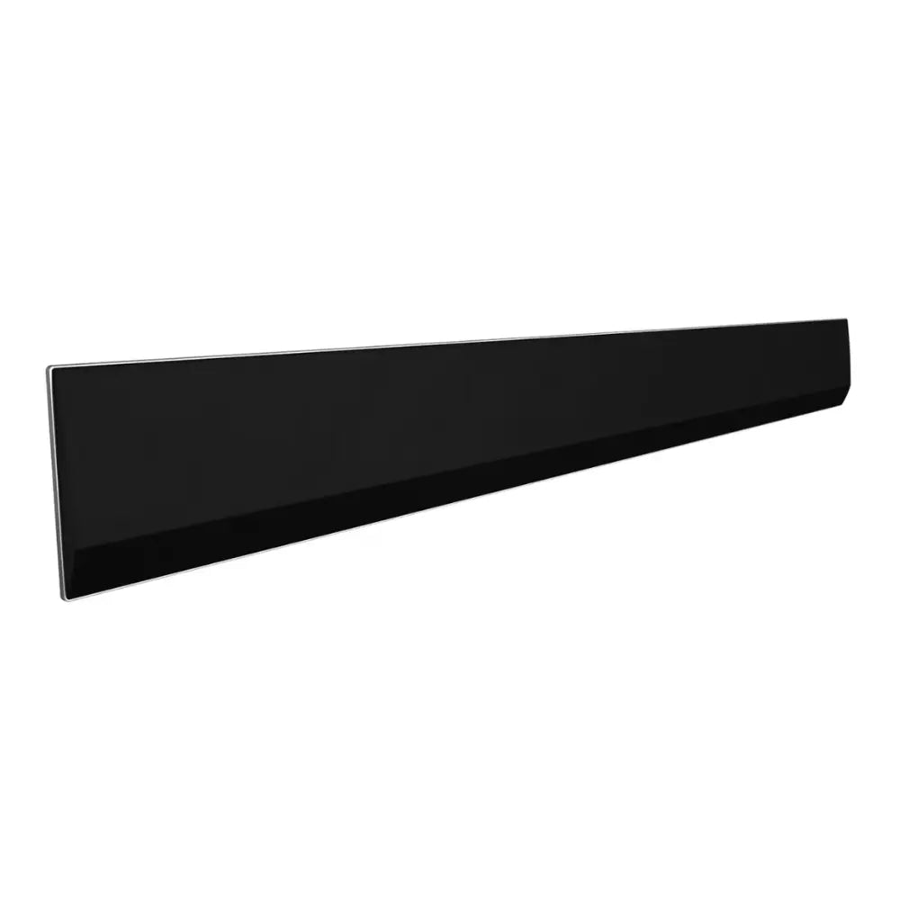 Black soundbar speaker with slim rectangular design