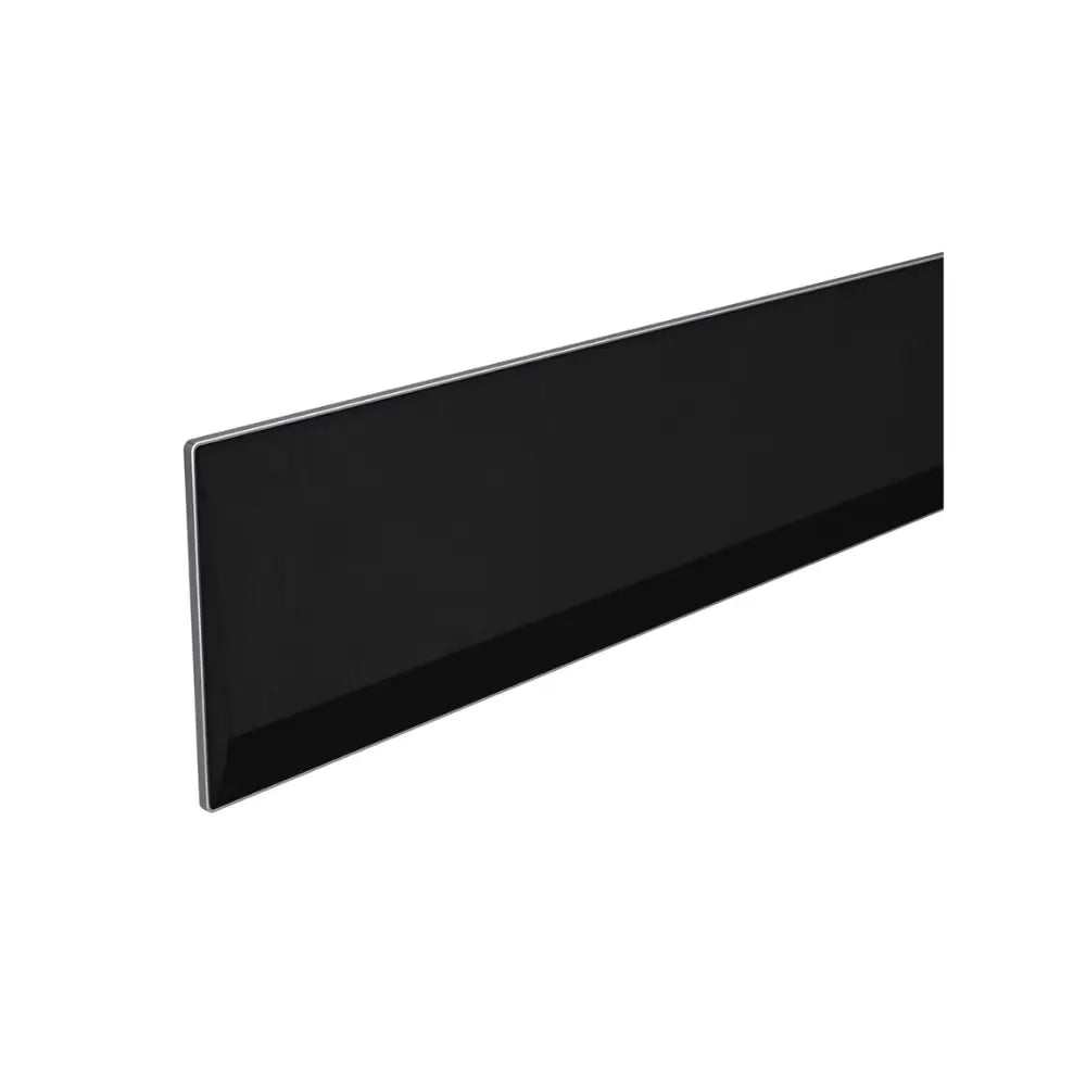 Black soundbar speaker, angled front view