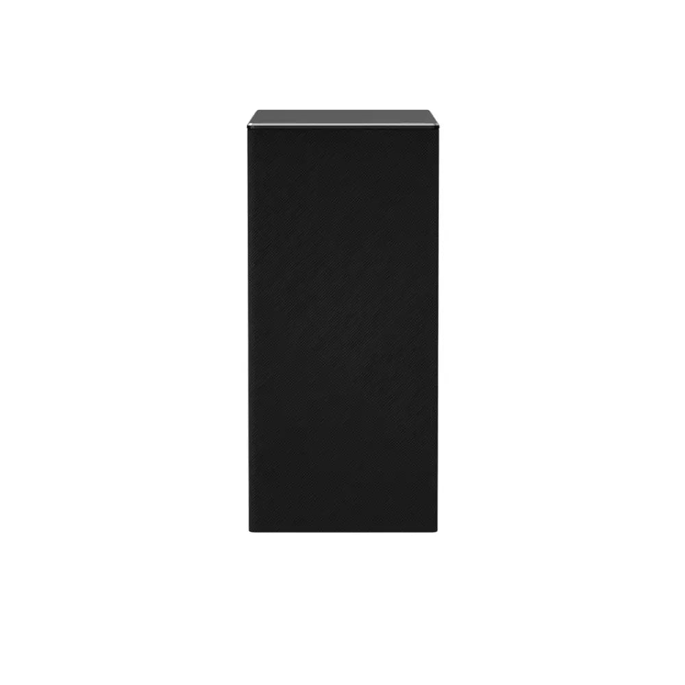 Black rectangular speaker cabinet, front view