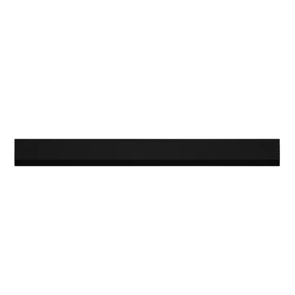 Black soundbar speaker, front low-angle view