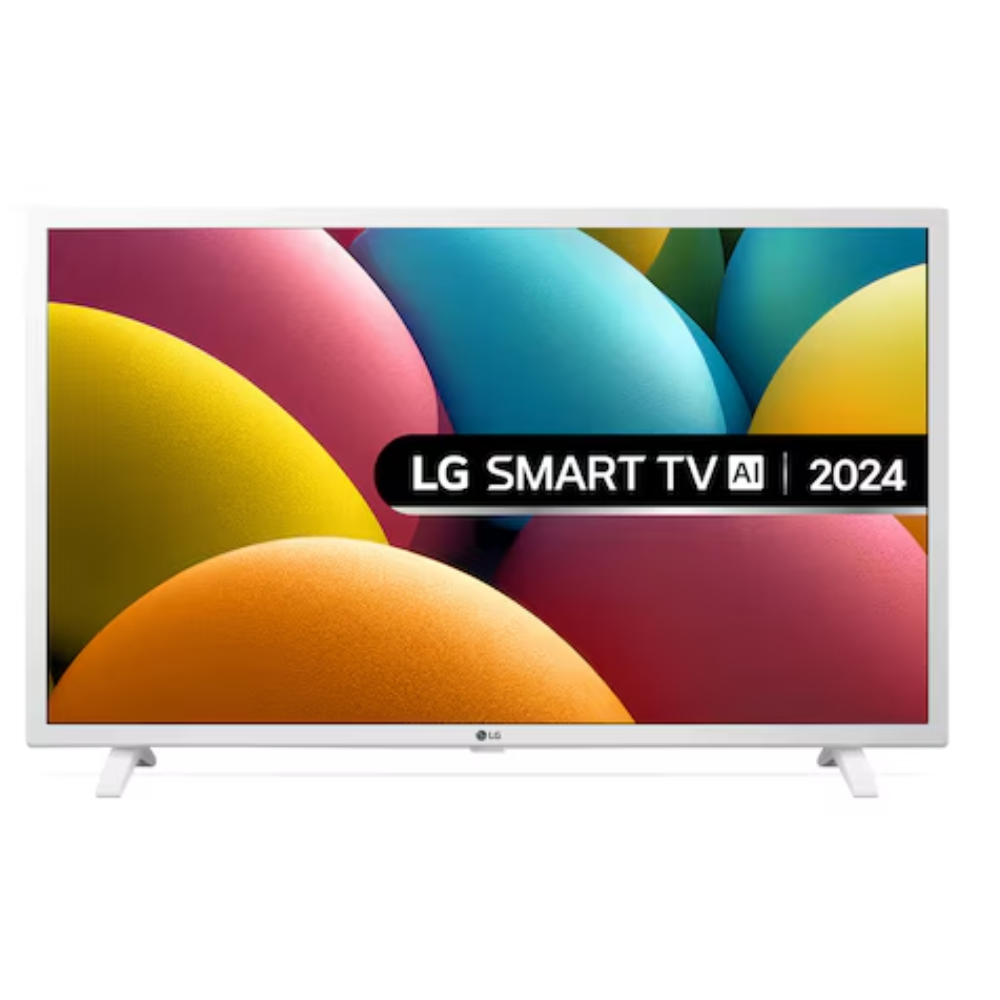 32-inch LG LED FHD Smart TV with colorful screen and two-foot stand
