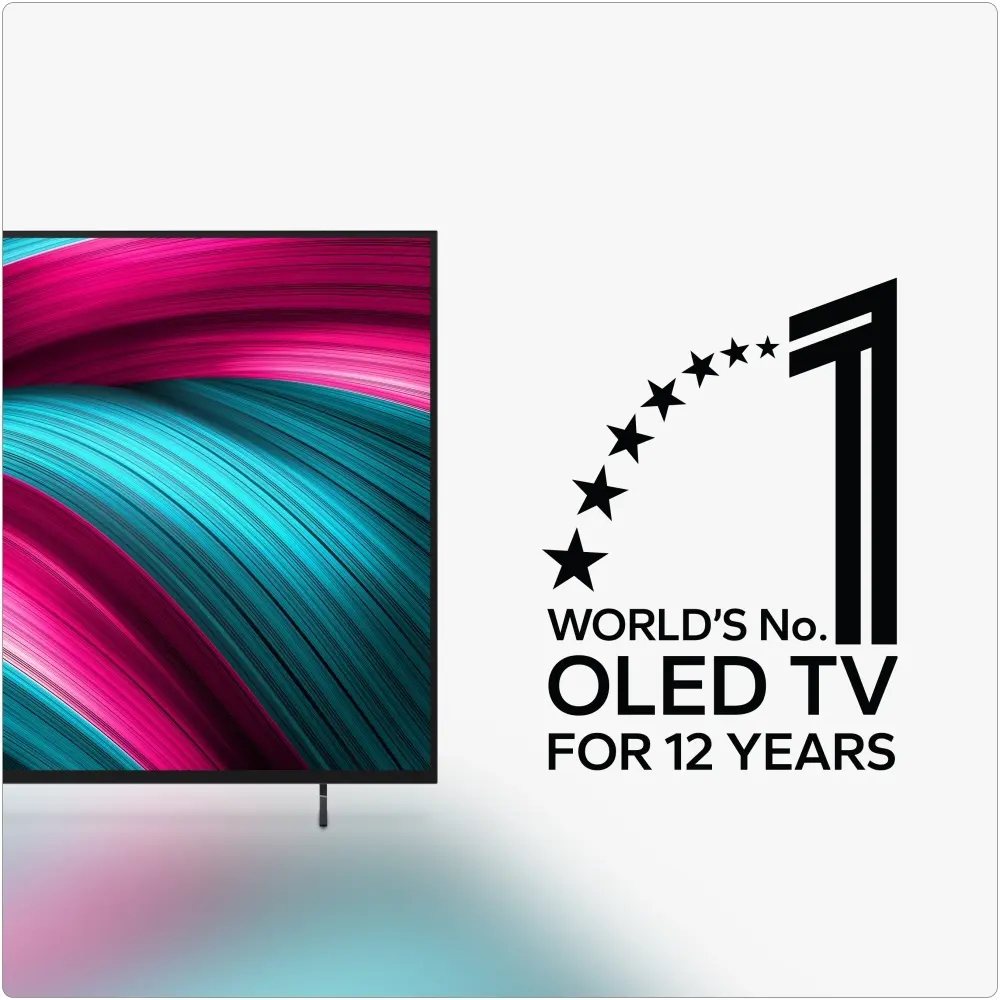 LG 42-inch OLED TV front with 12-years OLED TV award badge