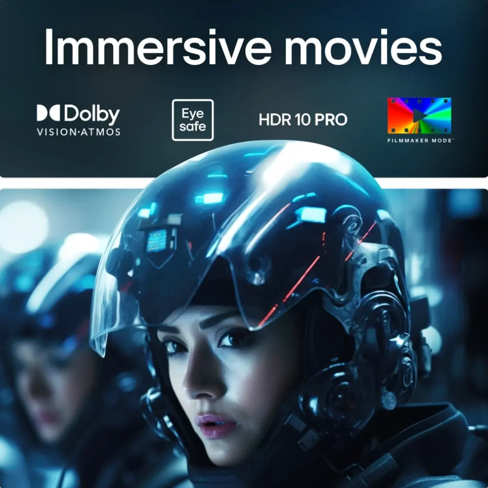 42-inch LG OLED evo 4K Smart TV showing a futuristic movie scene on the screen.