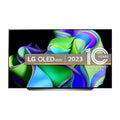 OLED TV with colorful abstract screen display and thin black bezel