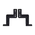 Black soundbar wall-mount bracket with two vertical supports and base feet
