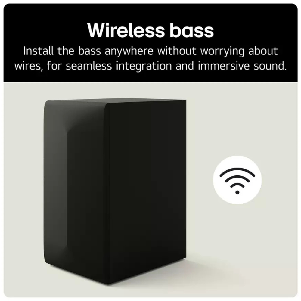 Black wireless subwoofer speaker box