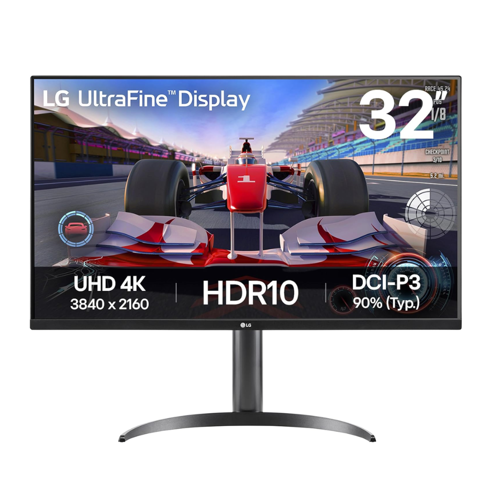 LG UltraFine 32-inch 4K HDR monitor with stand, front view