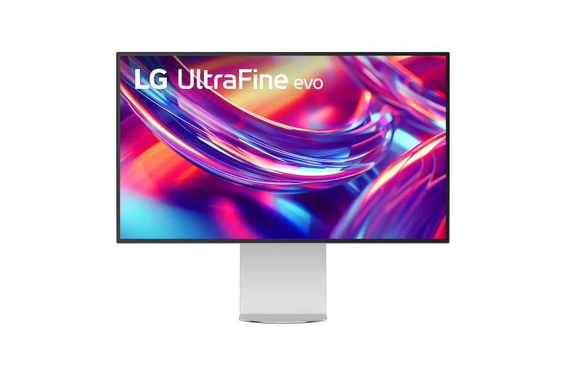 32-inch LED monitor front view with black bezel and silver stand base