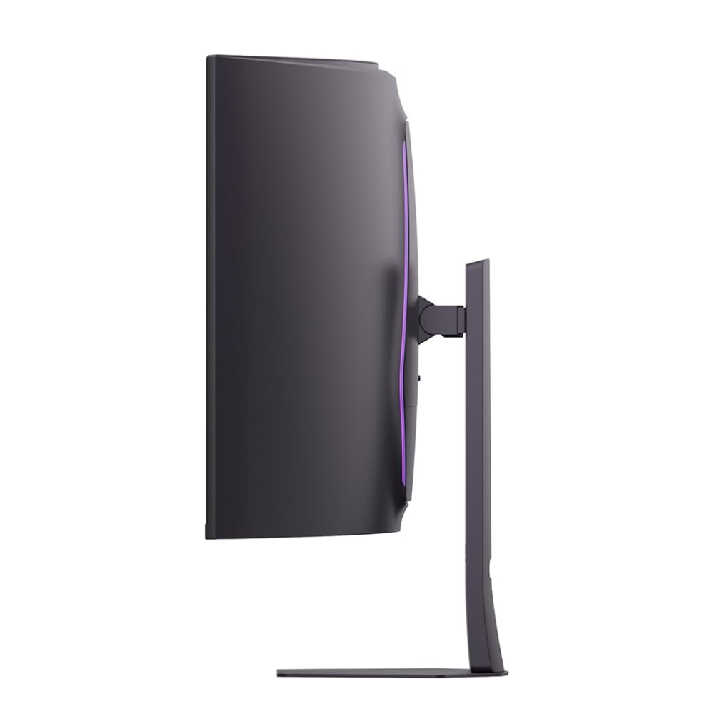 Black gaming monitor side view with adjustable VESA-style mount