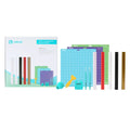 Craft starter pack in box with colored craft rolls, tools, and instruction card