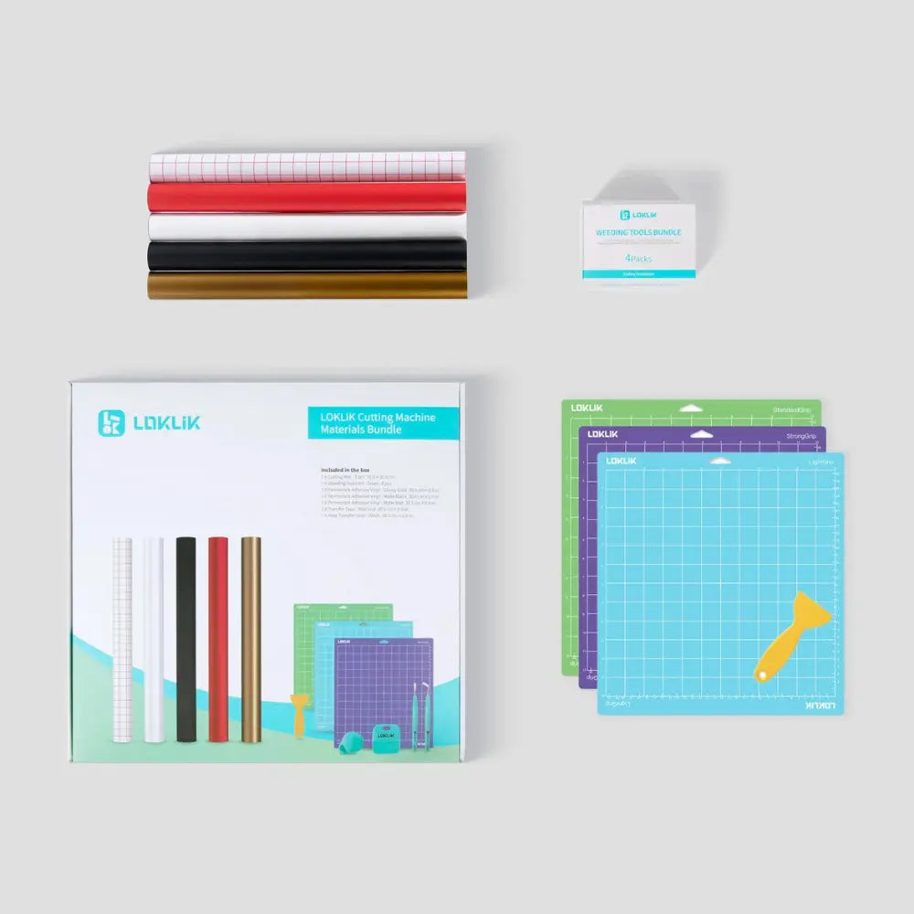 Craft starter pack with rolled materials in red, black, and gold plus instruction cards