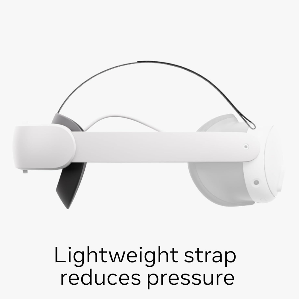 White VR headset strap with side padding and overhead comfort band