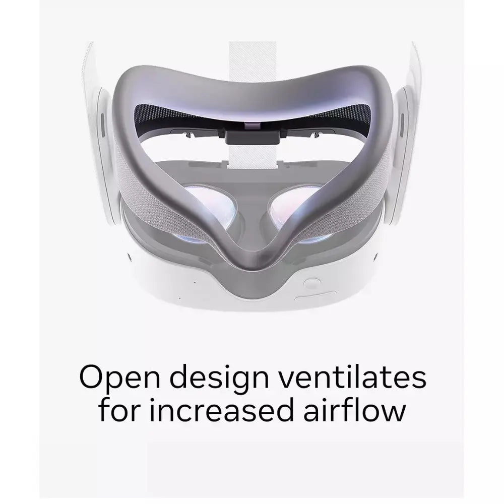 Breathable facial interface for Meta Quest 3S, vented inner mesh with gray frame