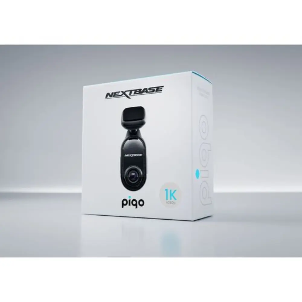 NEXTBASE Piqo 1K dash cam retail box with camera image and blue indicator