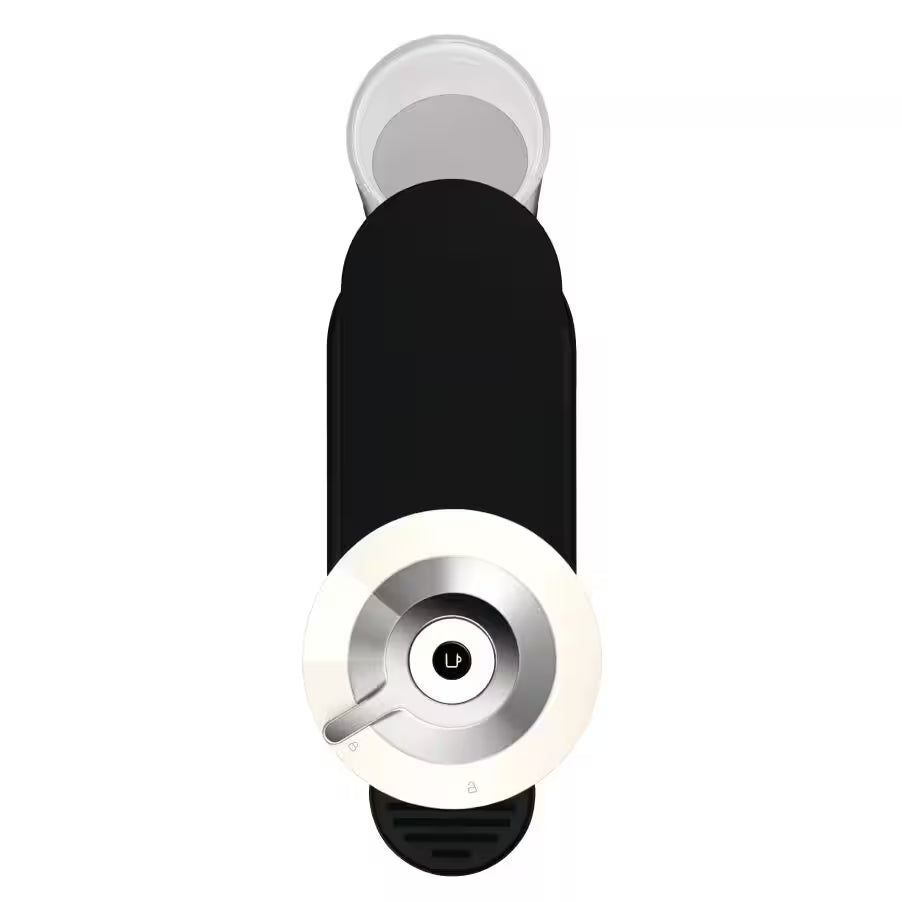 Nespresso Vertuo Next coffee machine with Aeroccino, white and black, power button