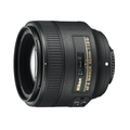Black Nikon AF-S NIKKOR 85mm f/1.8G lens with front element and textured focus ring